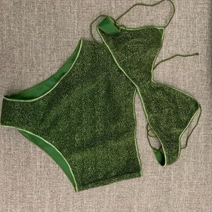 OSEREE Lumière
lurex high-waisted bikini set in green